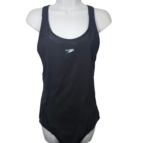 Speedo Power Plus LZR Fit Thick Strap Black Performance Swimsuit Size 14 - Picture 3 of 13